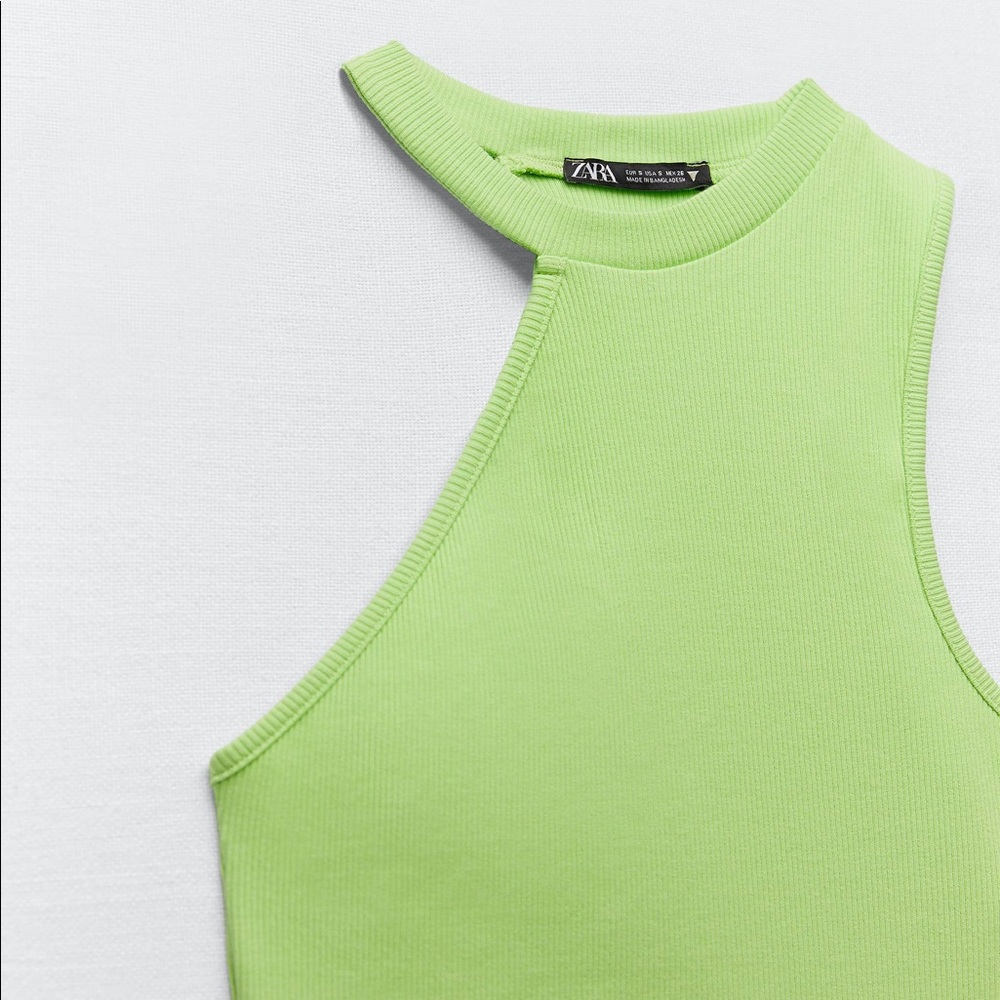 ZARA GREEN ASYMMETRICAL TOP